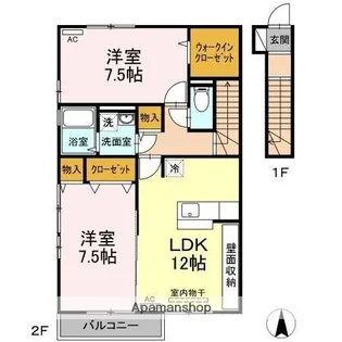 グランドソレーユTOYOTA B棟【203号室】の間取り