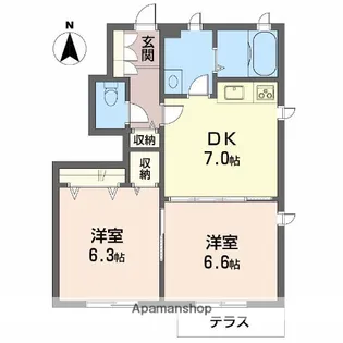 GROVE PLACE B棟【1階】の間取り