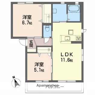 メゾン・フィオレンテ【1階】の間取り