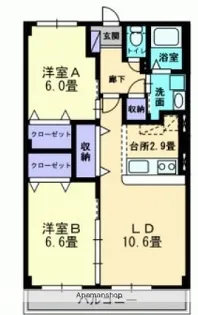 フォブール竹原【104号室】の間取り