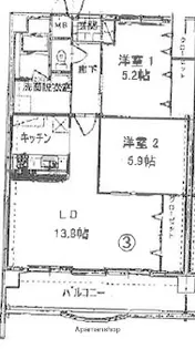 ウィステリアハイツ【403号室】の間取り