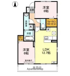 カーサ・エバールーチェ B棟【1階】の間取り