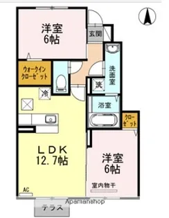 カーサ・エバールーチェ B棟【1階】の間取り