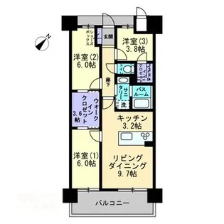 アルファステイツ市駅西【607号室】の間取り