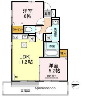愛媛県松山市松ノ木1丁目【アパート】の間取り