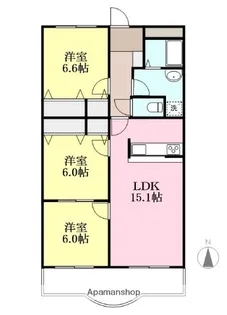 ブライム北斎院【3階】の間取り