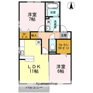 オッツ おぜまち B棟【2階】の間取り