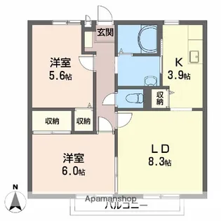 ビーライン緑台 A棟【1階】の間取り