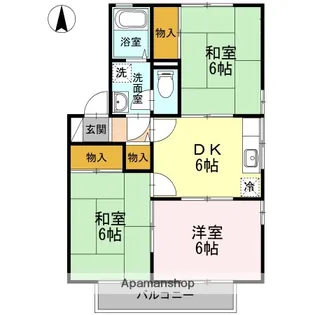 ハイカムール鴨川 B棟【1階】の間取り