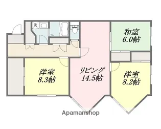 チュリス道後【312号室】の間取り