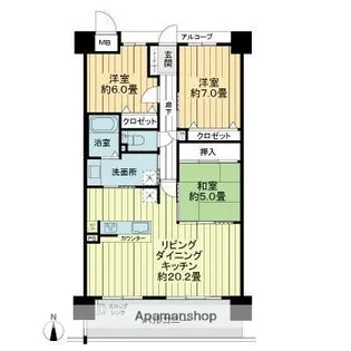 アルファステイツ城北御幸【2階】の間取り