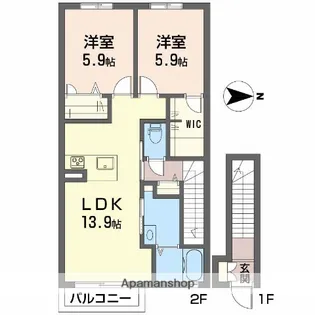 キキコート別府【2階】の間取り