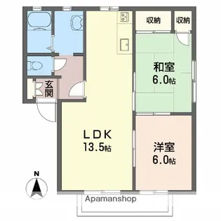 メゾン北野 B棟【1階】の間取り