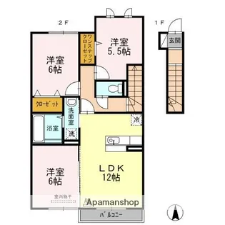 エイトサザンコート B棟【2階】の間取り