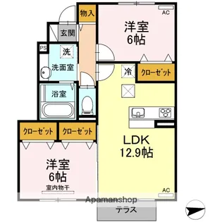A&M朝生田 A棟【A102号室】の間取り