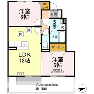 カーサ城北 A棟【1階】の間取り