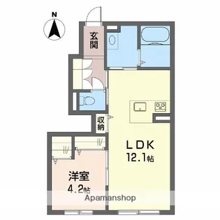 アトリエール北井門【1階】の間取り