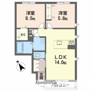 2LDKの間取り画像