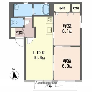 アルバトロス空港通 B棟【2階】の間取り