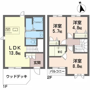 トスカーナガーデン A棟【1階】の間取り