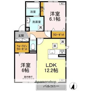 ゼフィール竹原【101号室】の間取り