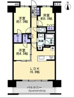 レーベン松山三番町 ONE TOWER【14階】の間取り
