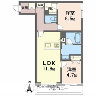 シャーメゾン セルディーナ【1階】の間取り