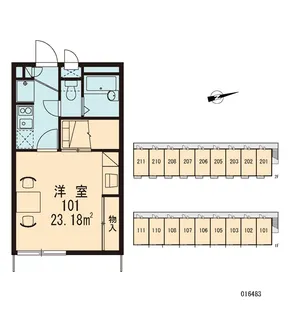 レオパレスグランドカメリア【207号室】の間取り