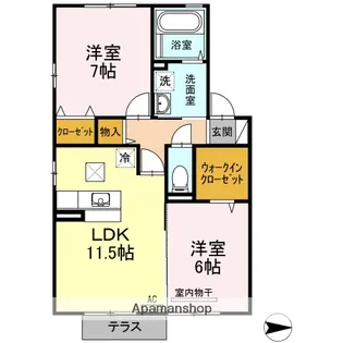 サンディーア A棟【1階】の間取り