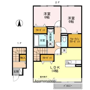 2LDKの間取り画像