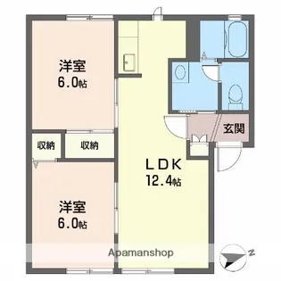 ノースウィング保免 A棟【1階】の間取り