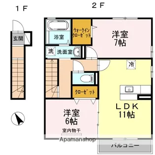 ラ シュエット B棟【201号室】の間取り