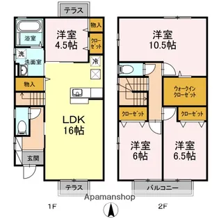 愛媛県松山市越智2丁目【テラスハウス】の間取り