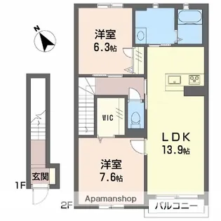 ガルテンMASAKI B棟【2階】の間取り