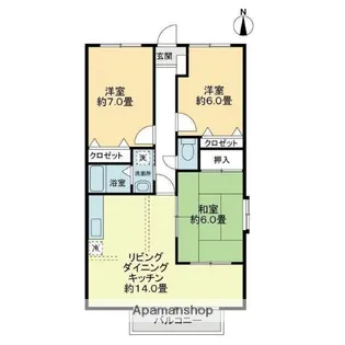 フォブール開 A棟【A201号室】の間取り