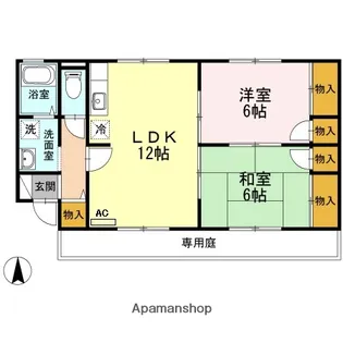 ステーションハウス久米Ⅲ B棟【1階】の間取り