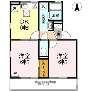 ハイカムールハピネス B棟【1階】の間取り