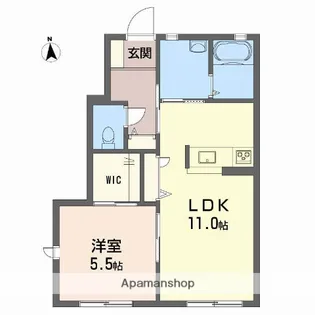 グランヴィル S棟【102号室】の間取り