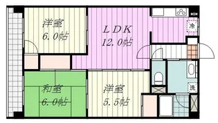 アイヒルズ松山【6階】の間取り