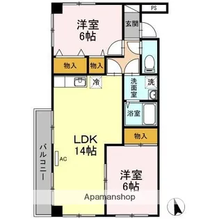 2LDKの間取り画像