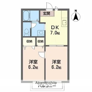 2DKの間取り画像