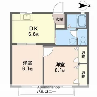 ディアス余戸A【A203号室】の間取り