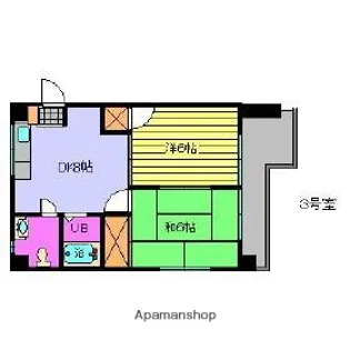 ハイツ南松山【5階】の間取り