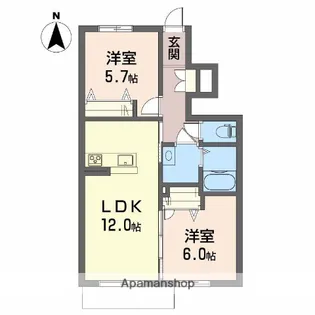 フルールカズン A棟【1階】の間取り