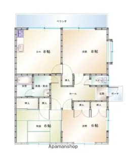 下林クローバーハイツ【2階東号室】の間取り