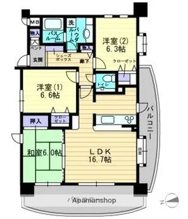 パークベルズ西堀端【9階】の間取り