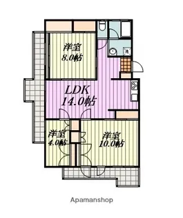 オックスフォード・サーカス土居田Ⅱ【601号室】の間取り
