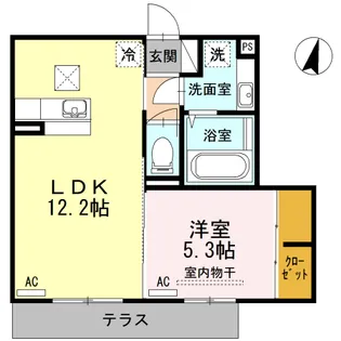 エスポワールかまた【1階】の間取り