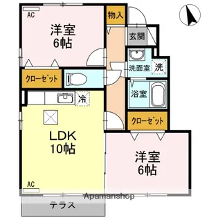 グランドソレーユⅡ B棟【103号室】の間取り