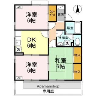 セジュール一色 C棟【C102号室】の間取り